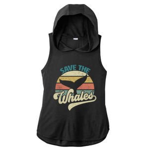 Save The Whales Retro Gift Ladies PosiCharge Tri-Blend Wicking Draft Hoodie Tank