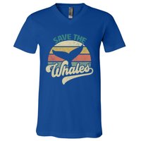 Save The Whales Retro Gift V-Neck T-Shirt