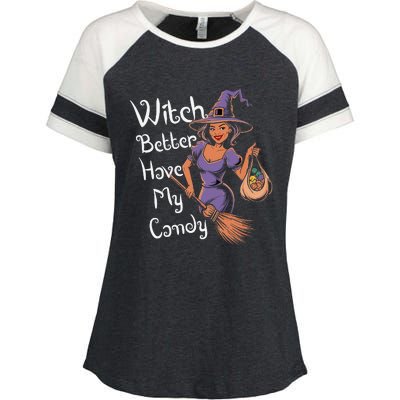 Spooky Threads Witch Better Have My Candy Enza Ladies Jersey Colorblock Tee