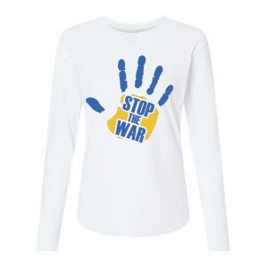 Stops The War Ukraine Peace Womens Cotton Relaxed Long Sleeve T-Shirt