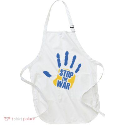 Stops The War Ukraine Peace Full-Length Apron With Pockets