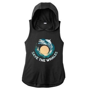 Save The Whales Gift Ladies PosiCharge Tri-Blend Wicking Draft Hoodie Tank