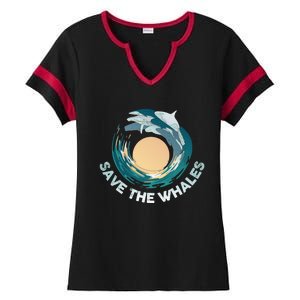 Save The Whales Gift Ladies Halftime Notch Neck Tee