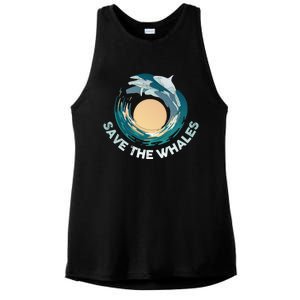 Save The Whales Gift Ladies PosiCharge Tri-Blend Wicking Tank