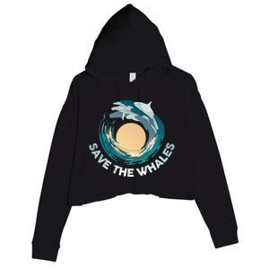 Save The Whales Gift Crop Fleece Hoodie