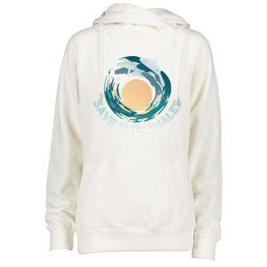 Save The Whales Gift Womens Funnel Neck Pullover Hood