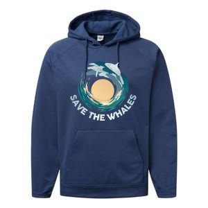 Save The Whales Gift Performance Fleece Hoodie