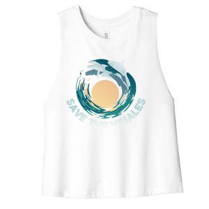 Save The Whales Gift Women's Racerback Cropped Tank