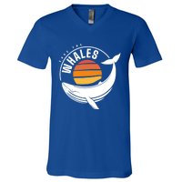 Save The Whale Environtal Activist Climate Blue Whale Cool Gift V-Neck T-Shirt