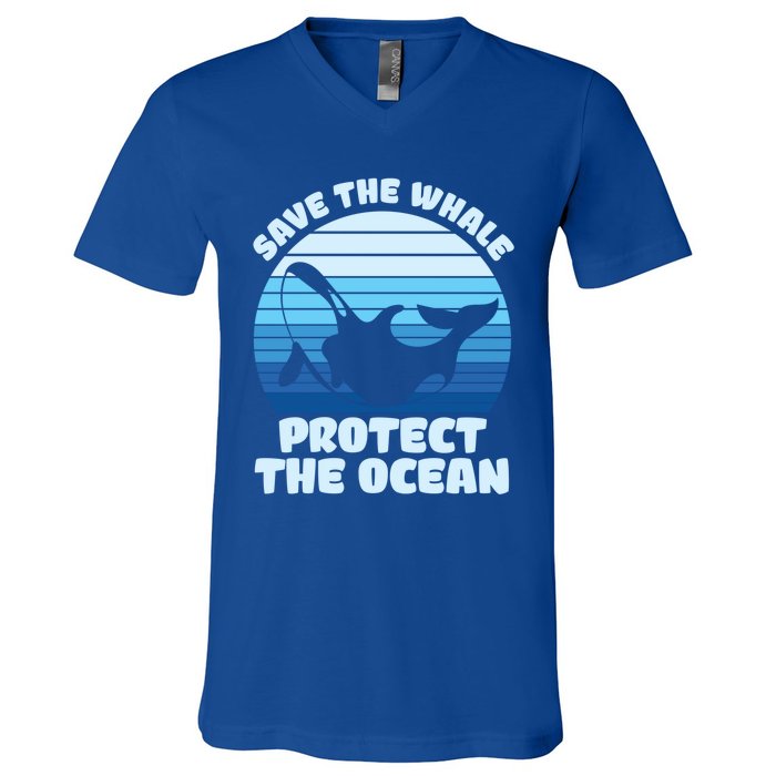 Save The Whale Protect The Ocean Gift V-Neck T-Shirt