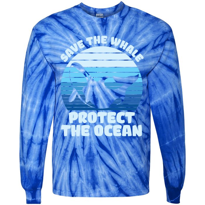 Save The Whale Protect The Ocean Gift Tie-Dye Long Sleeve Shirt