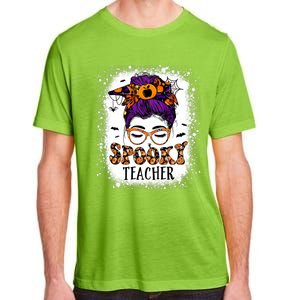 Spooky Teacher Women Messy Bun Bleached Halloween Teachers Adult ChromaSoft Performance T-Shirt