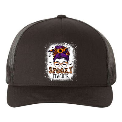 Spooky Teacher Women Messy Bun Bleached Halloween Teachers Yupoong Adult 5-Panel Trucker Hat