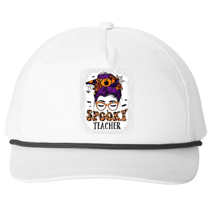 Spooky Teacher Women Messy Bun Bleached Halloween Teachers Snapback Five-Panel Rope Hat