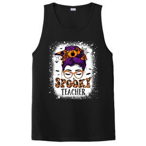 Spooky Teacher Women Messy Bun Bleached Halloween Teachers PosiCharge Competitor Tank