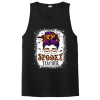 Spooky Teacher Women Messy Bun Bleached Halloween Teachers PosiCharge Competitor Tank