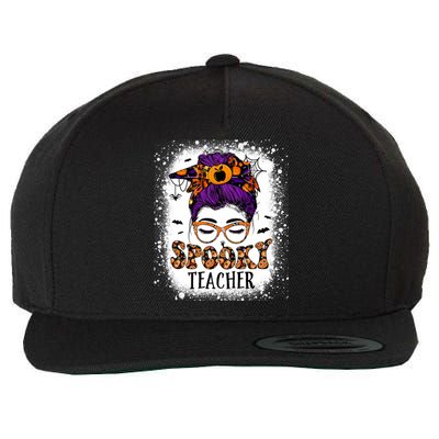 Spooky Teacher Women Messy Bun Bleached Halloween Teachers Wool Snapback Cap