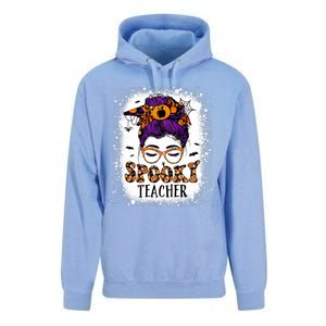 Spooky Teacher Women Messy Bun Bleached Halloween Teachers Unisex Surf Hoodie