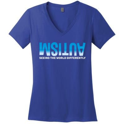 Seeing The World Differently Autism Awareness Gift Women's V-Neck T-Shirt