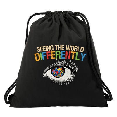 Seeing The World Differently Autism Awareness Gift Drawstring Bag