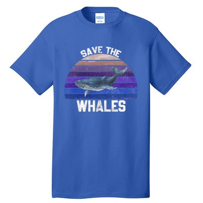 Save The Whales Vintage Ocean Day Whales Gift Tall T-Shirt