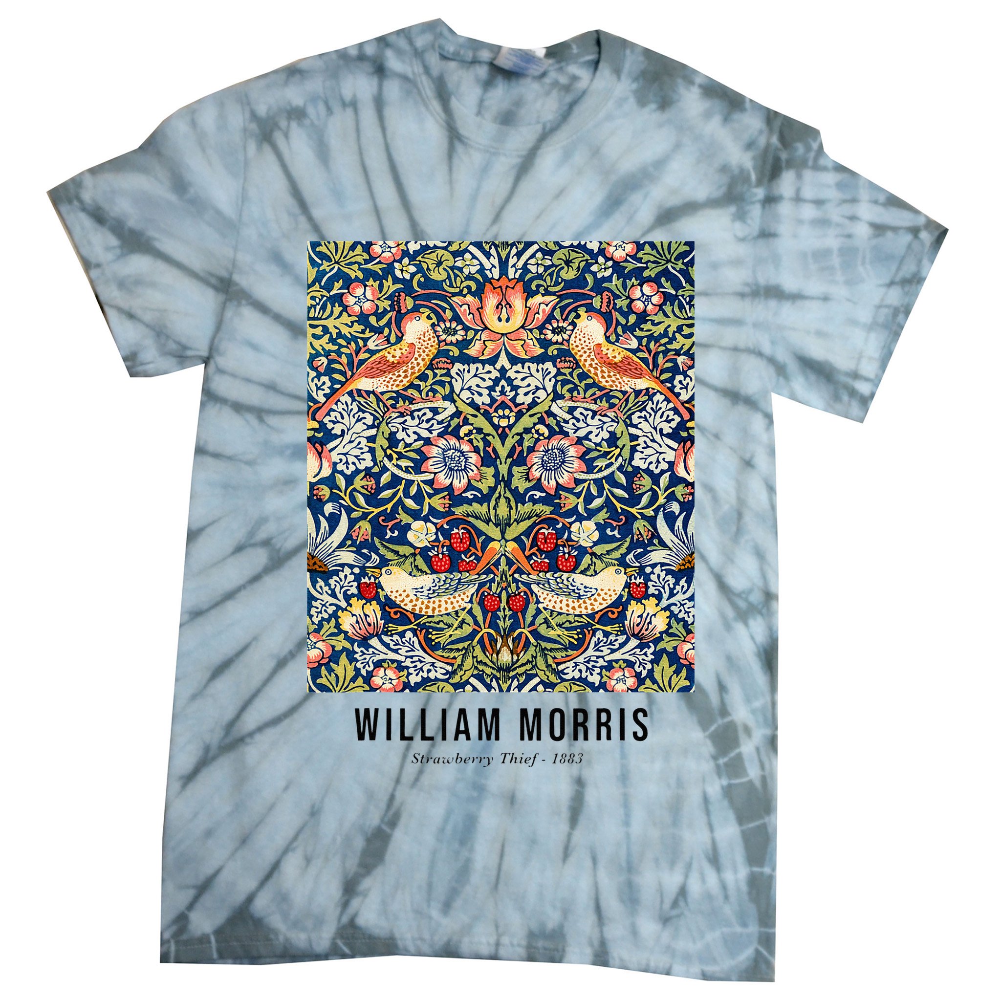 Strawberry Thief William Morris Pattern Vintage Art Tie-Dye T-Shirt