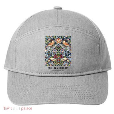 Strawberry Thief William Morris Pattern Vintage Art 7-Panel Snapback Hat