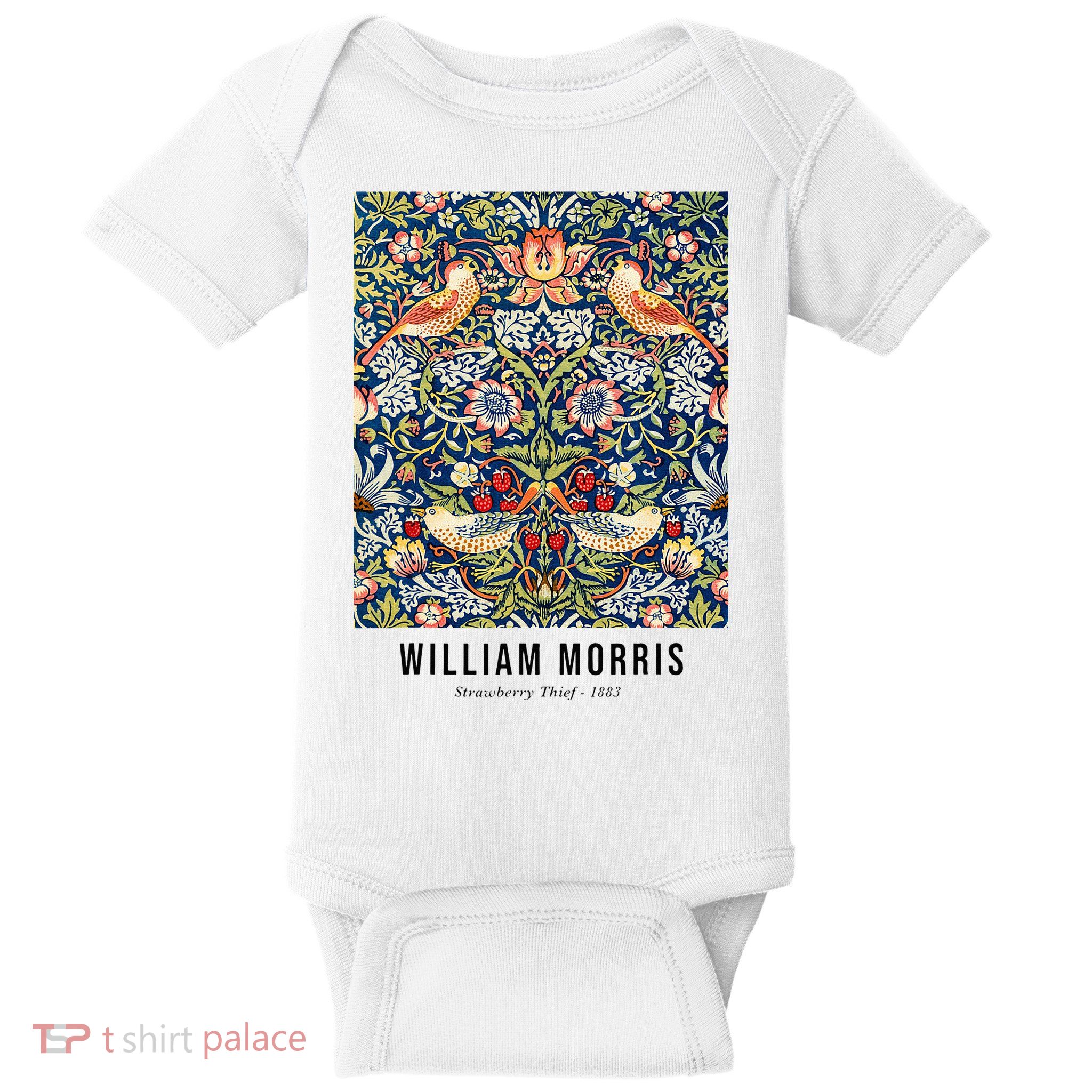 Strawberry Thief William Morris Pattern Vintage Art Baby Bodysuit