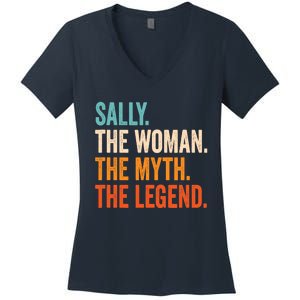 Sally The Woman The Myth The Legend First Name Sally Women's V-Neck T-Shirt