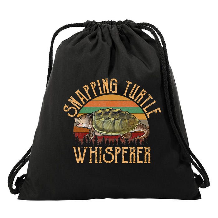 snapping turtle whisperer, snapping turtle Drawstring Bag