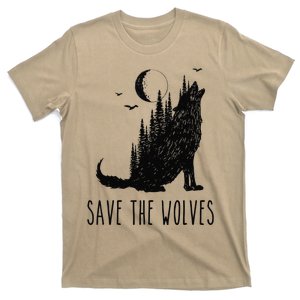 Save The Wolves Earth Day Howling Wolf Nature Environment T-Shirt