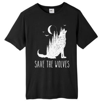 Save The Wolves Earth Day Wildlife Conservancy Howling Wolf Tall Fusion ChromaSoft Performance T-Shirt