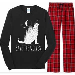 Save The Wolves Earth Day Wildlife Conservancy Howling Wolf Long Sleeve Pajama Set