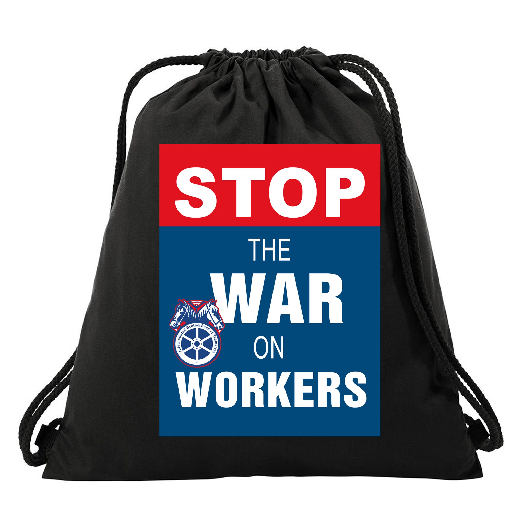 Stop The War On Workers Drawstring Bag