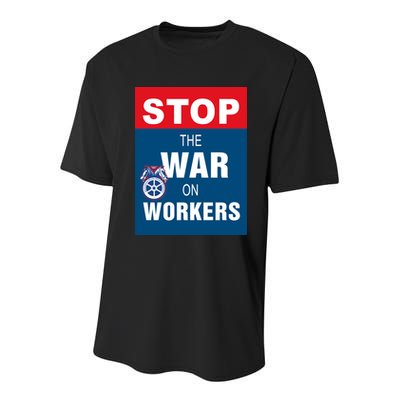 Stop The War On Workers Youth Performance Sprint T-Shirt