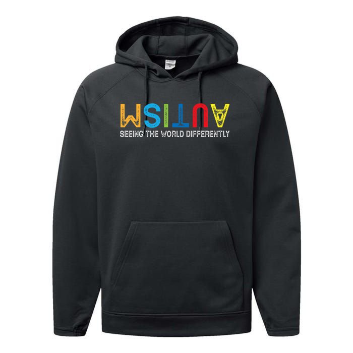 Seeing The World Differently Autism Awareness Performance Fleece Hoodie