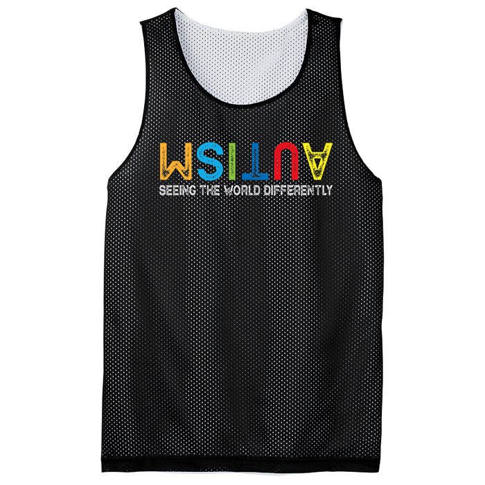 Seeing The World Differently Autism Awareness Mesh Reversible Basketball Jersey Tank