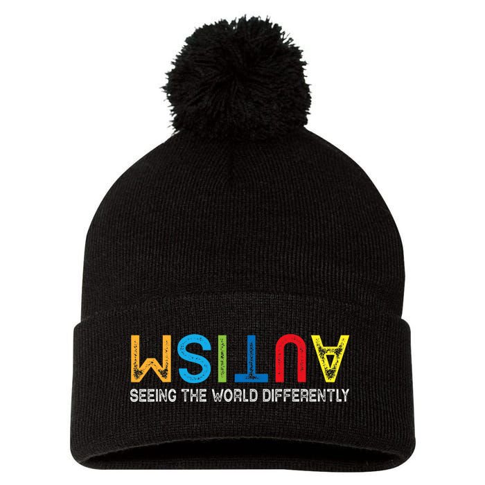 Seeing The World Differently Autism Awareness Pom Pom 12in Knit Beanie