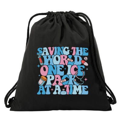 Saving The World One Ice Pack At A Time Drawstring Bag