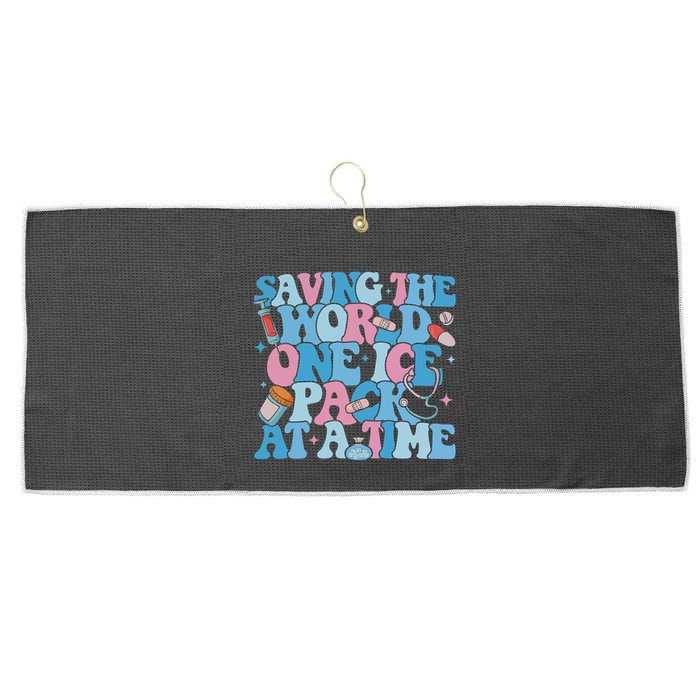 Saving The World One Ice Pack At A Time Large Microfiber Waffle Golf Towel