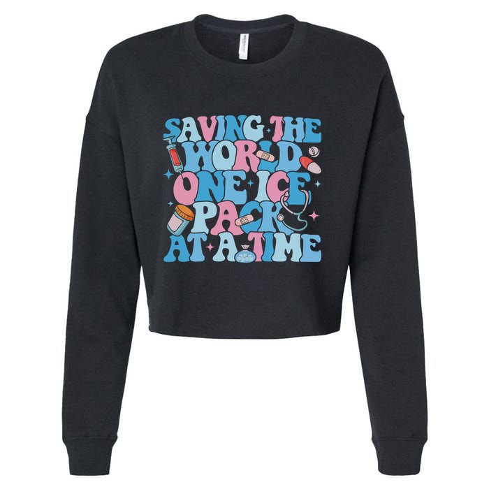 Saving The World One Ice Pack At A Time Cropped Pullover Crew