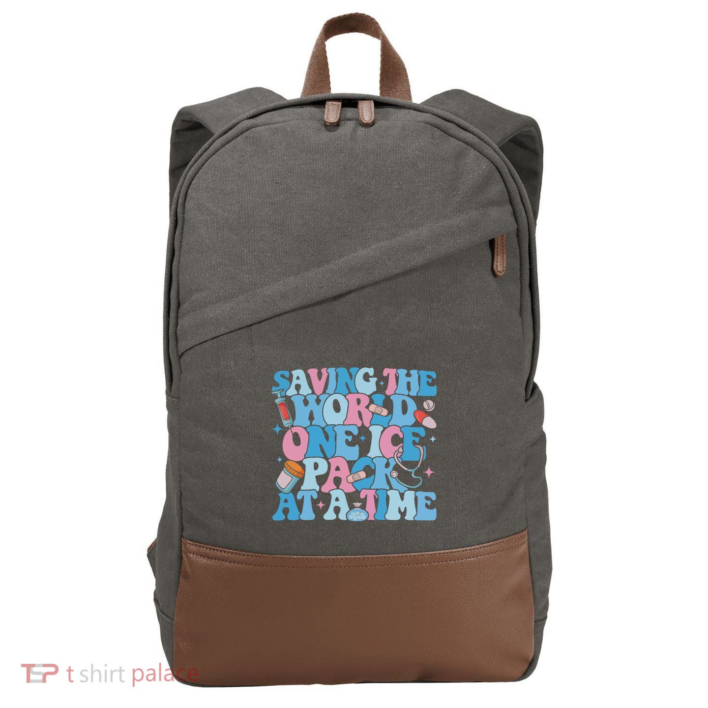 Saving The World One Ice Pack At A Time Cotton Canvas Backpack