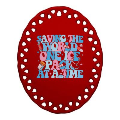 Saving The World One Ice Pack At A Time Ceramic Oval Ornament