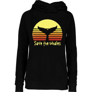 Save The Whales Nautical Ocean Killer Whale Conservation II Womens Funnel Neck Pullover Hood