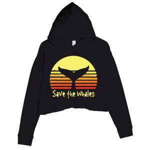 Save The Whales Nautical Ocean Killer Whale Conservation II Crop Fleece Hoodie