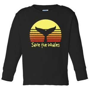 Save The Whales Nautical Ocean Killer Whale Conservation II Toddler Long Sleeve Shirt