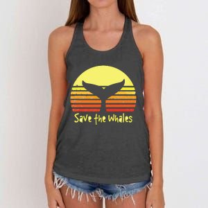 Save The Whales Nautical Ocean Killer Whale Conservation II Women's Knotted Racerback Tank