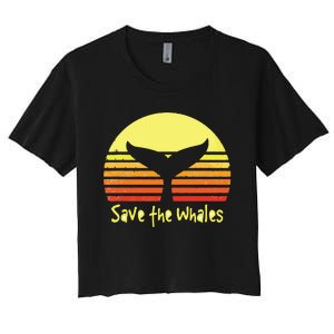 Save The Whales Nautical Ocean Killer Whale Conservation II Women's Crop Top Tee