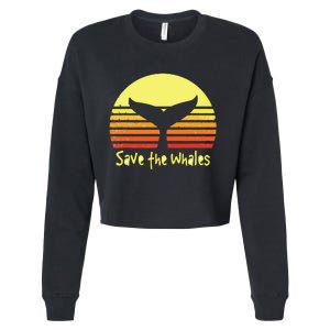 Save The Whales Nautical Ocean Killer Whale Conservation II Cropped Pullover Crew