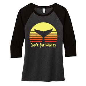 Save The Whales Nautical Ocean Killer Whale Conservation II Women's Tri-Blend 3/4-Sleeve Raglan Shirt